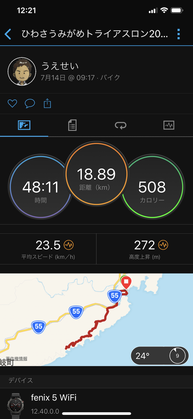 GARMINでとったバイクパートのログ